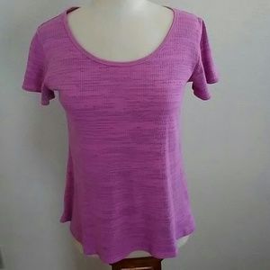 001 LulaRoe Ribbed Tee Pink and Black Sz XXS